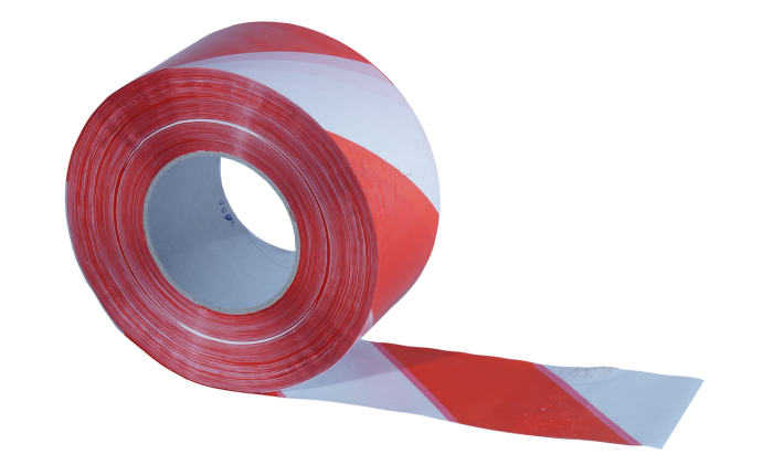 Avspärrningsband vit/röd - 100m plastband för arbetsplatser