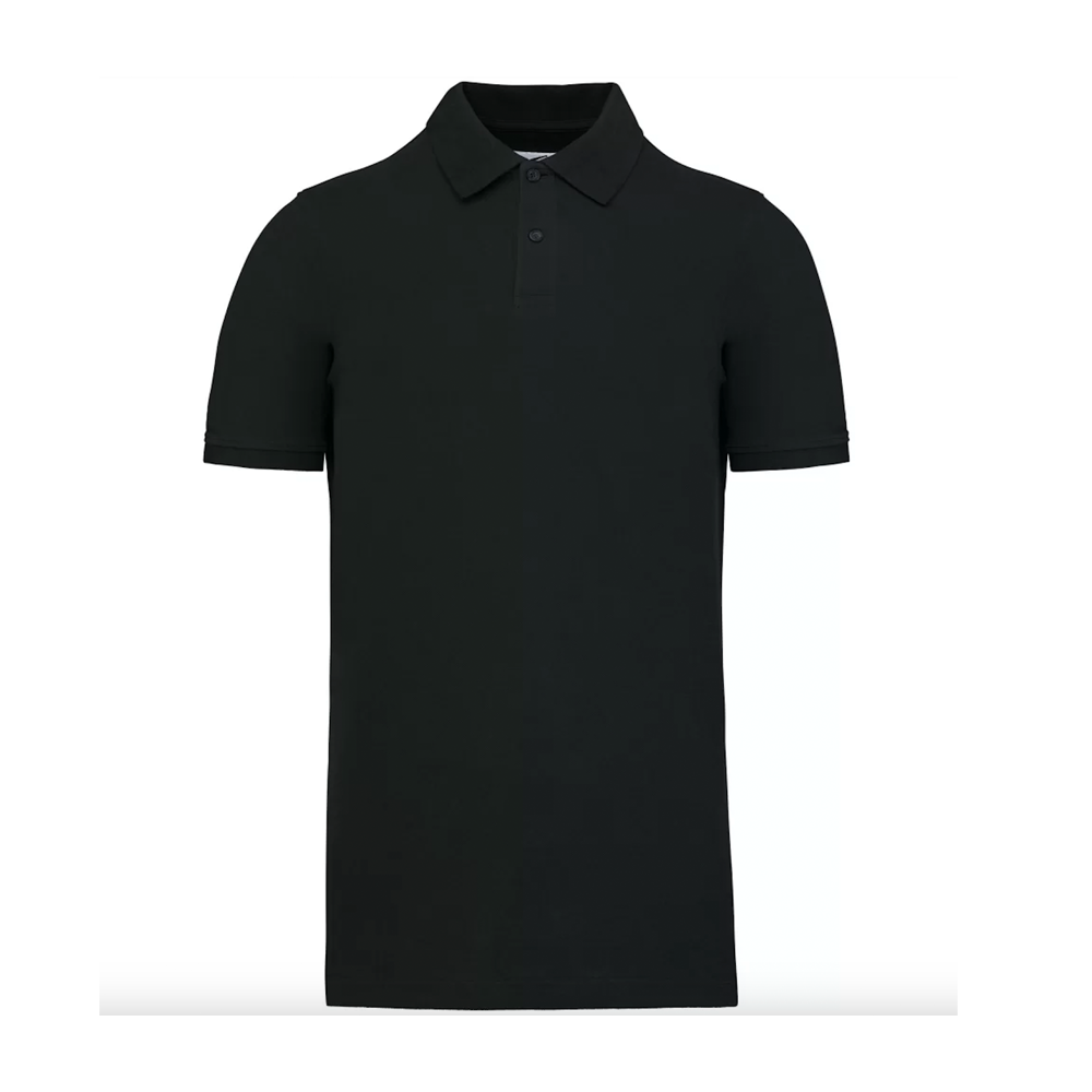 Elegant pikétröja i svart 100% ekologisk borstad bomull