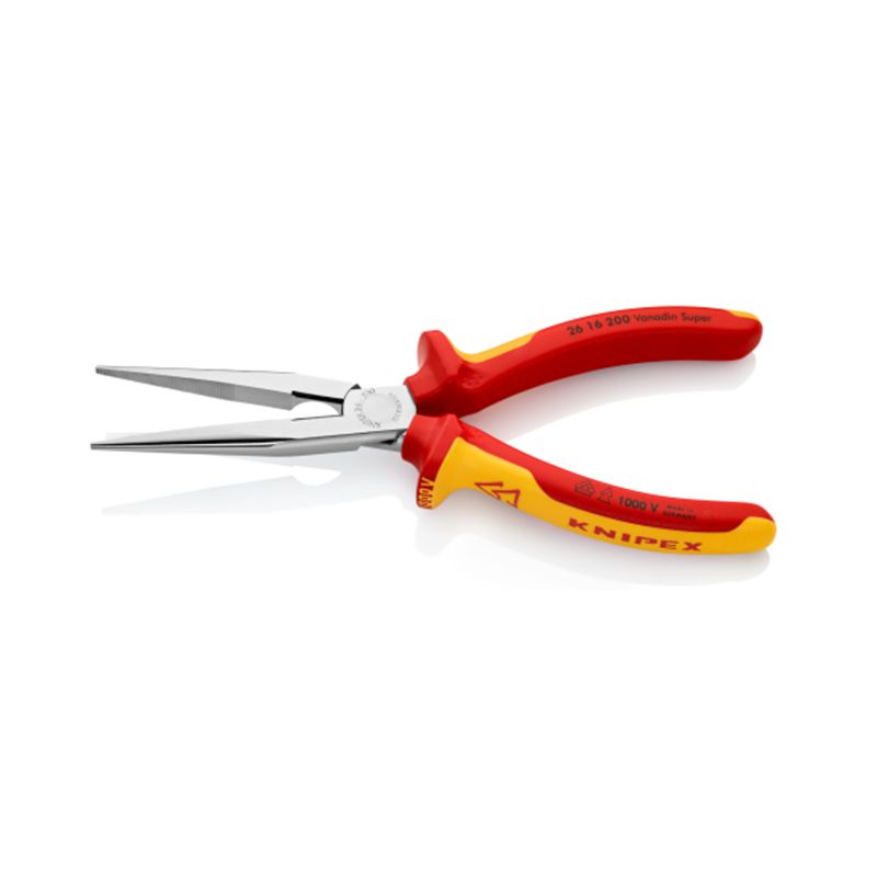 Flacktång Knipex 1000V, vridningstoleranta spetsar och induktionshärdade skär