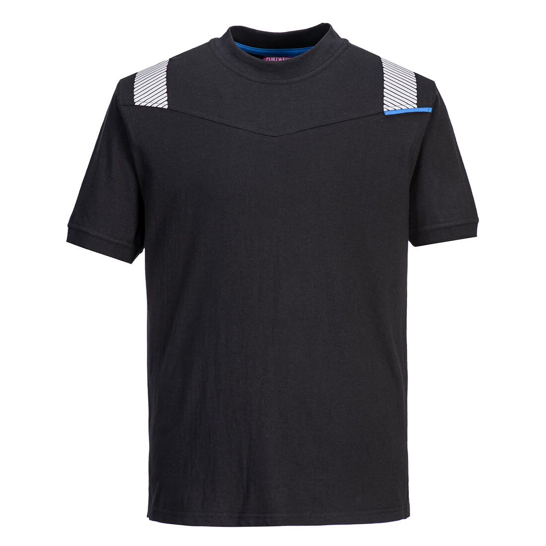 Flamsäker T-shirt svart med reflex, säkerhetst-shirt för arbetsmiljö