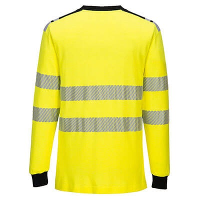 Flamsäker långärmad t-shirt för säkerhet och synlighet på jobbet
