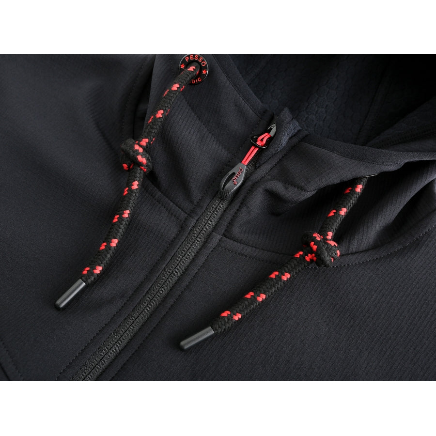 LEO Svart jacka med justerbar nederkant och avtagbar huva