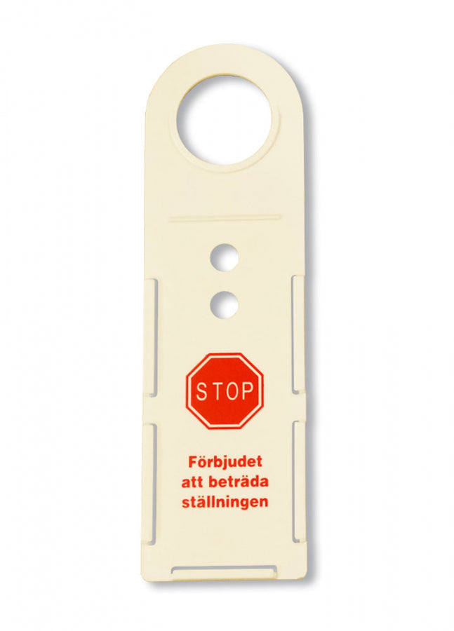 Plastskylt Får ej beträda ställning för säkerhet vid ställningar