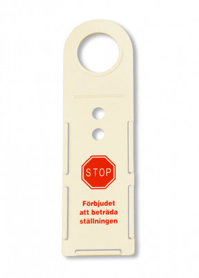 Plastskylt Får ej beträda ställning för säkerhet vid ställningar