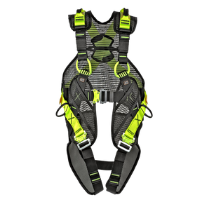 SPIDR fallskyddssele gul med snabbspännen och komfortvaddering.