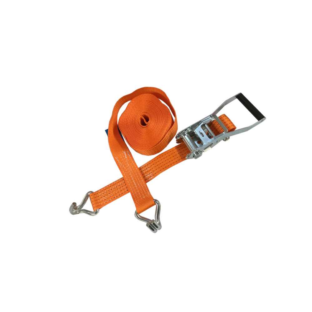 Spännband 12m - Textilband med krokar och spännare, 5 ton kapacitet
