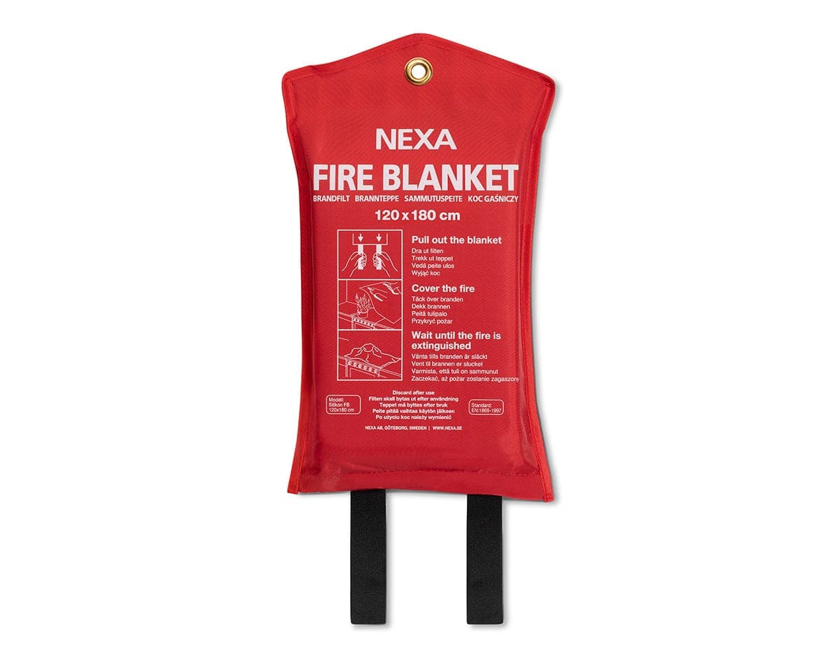 Brandfilt 180x120cm silikonbelagd från NEXA, effektiv brandsläckning