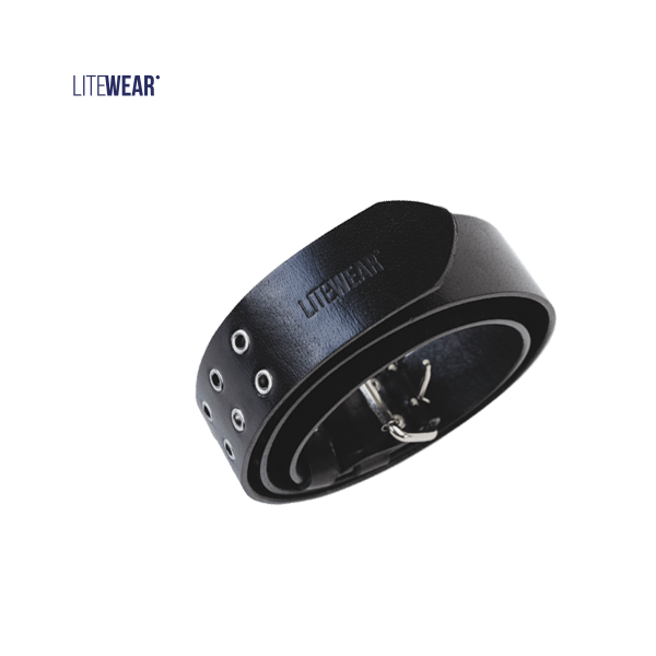 C1-LITEWEAR leather belt with metal-reinforced holes and durable cowhide