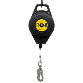 Fallskyddsblock 20 m med stålvajer och storkrok, säker och hållbar lösning.