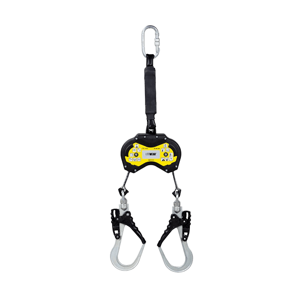 Fallskyddsblock 2,45 m med dubbelkrok, säker och bekväm säkerhetslösning.