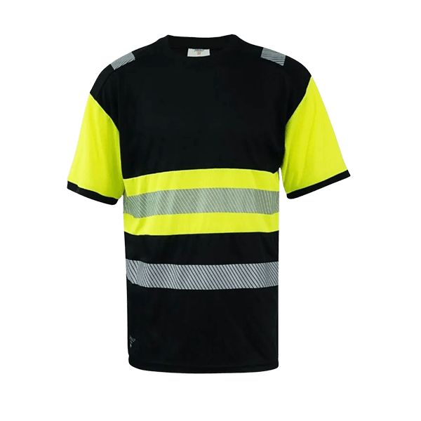 Funktionströja Quick-Dry Svart/Hi-Vis Gul för arbetsplatsen