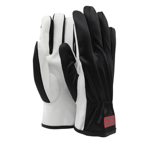 Precise leather work gloves with black nylon and elastic wrist