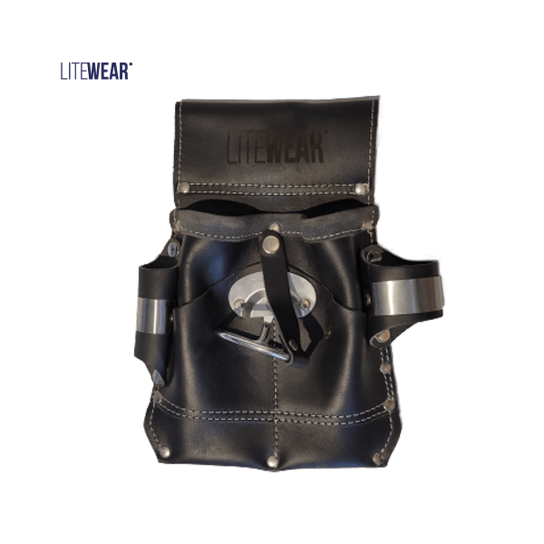 Verktygsficka i svart läder för ställningsmontör från Litewear