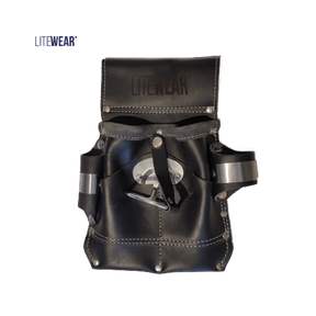 Verktygsficka i svart läder för ställningsmontör från Litewear